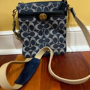 Authentic Coah Signature C Denim Crossbody Bag